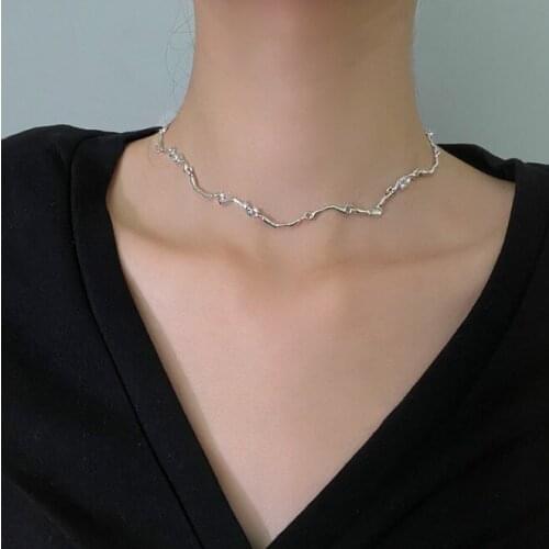 New Arrival 2021 Simple Style Brambles Geometric Rhinestone Choker Necklace Women Hip-hop Gothic Punk Style Chain Choker Gifts