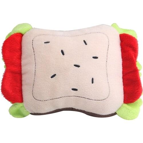 1PC Dog Toy Plush Cartoon Bread Sandwich Shaped Puppy Chew Toy Dog Squeaky Toy Cat Interactive Toy Dog Accessories Pet Toy