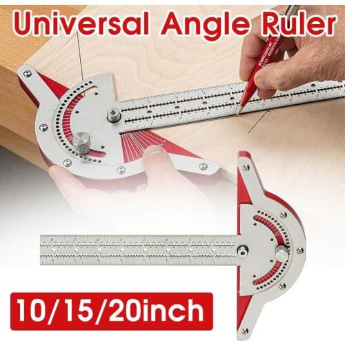 10/15/20Inch Woodworker Edge Ruler Portable Adjustable Stainless Steel Protractor Woodworking Angle Ruler Carpentry Measure Tool