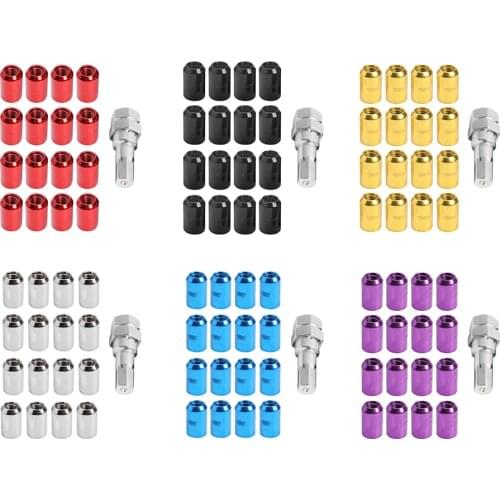 16pcs M12x1.5 Bulge Acorn Style Lug Nuts Cone Seat Aluminum Universal Car Anti-theft Wheel Lug Nuts