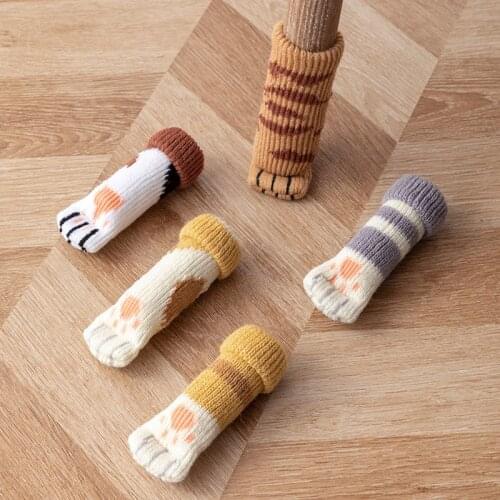 16Pcs Knitted Chair Foot Cover Non-Slip Table Chair Mat Cute Cartoon Home Decor Wear-Resistant Silent Table Leg Protection Cover
