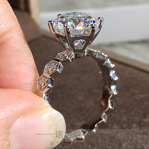 18K Au750 White Gold Women Ring Moissanite Diamonds 1 2 3 4 5 Carat Hexagon Elegant Wedding Party Engagement Anniversary Ring