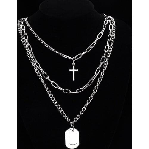 2020 Fashion Multilayer Hip Hop Long Chain Necklace For Women Men Jewelry Gifts Key Cross Pendant Necklace Accessories