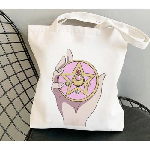 2021 Shopper Sailor Meow pink Kawaii Bag Harajuku women Shopping Bag Canvas Shopper Bag girl handbag Tote Shoulder Lady Bag