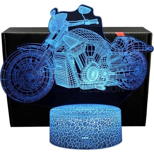 ABS Colors Changeable Motorcycle Shape Night Light Bedroom LED Touch Deak Lamp Power By USB Or AA Batteries