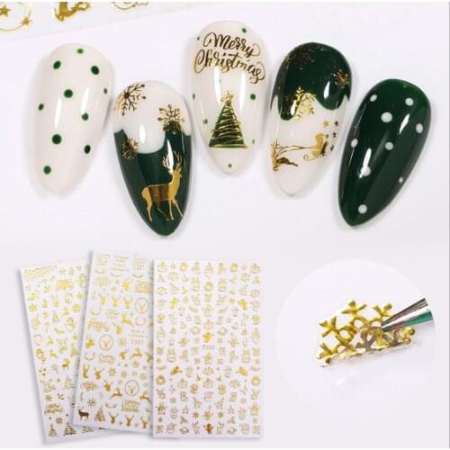 3D Nail Sticker Christmas Bronzing Snowflake For Gold/Silver Color Nail Art Stickers Snowflake DIY Nail Art Decoration Decals