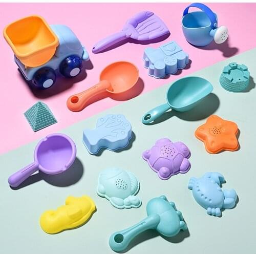 9-26PCS beach toys for children kids bath Set Kit Sea sand soft Plastic bucket Shovel mold Water play and fun summer Game