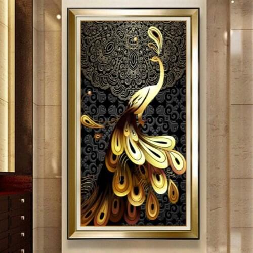 Diamond Embroidery Mosaic Painting Cross Stitch Full Entrance Black Metallic Feel Crafts Peacock DIY 5D/3D Sale Decoration Gift