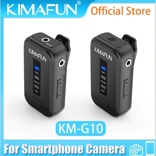 KIMAFUN 2.4G Lavalier Wireless Microphone System Transmitter Kit Vlog Video Recording Interview Mic for DSLR Camera Smartphone