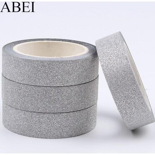 15mm 20yards/lot Glitter Silver Adhesive Tape Handmade Cards Making Scrapbook Decorative paper tapes DIY Material