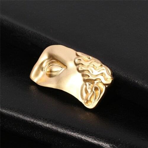 Exaggerated Half Face New Fashion Funny Abstract Matte Gold Color Brooches Unisex Pins Party Jewelry Gifts For Friends Wholesale