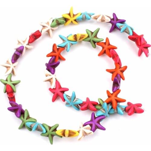40pcs/Strand 13*13mm White Starfish shapeTurquoise Beads Jewelry Findings Bracelet Accessories For DIY Jewelry Making