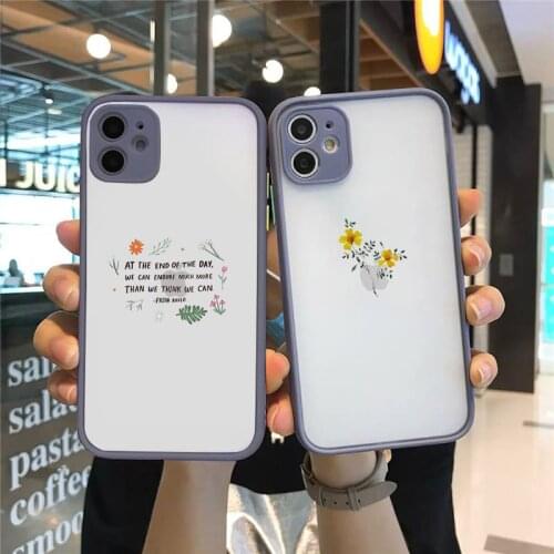 Phone Case For iPhone 12 11 Mini Pro XR XS Max 7 8 Plus X Great Aesthetic Flower art Matte transparent Gray Cover