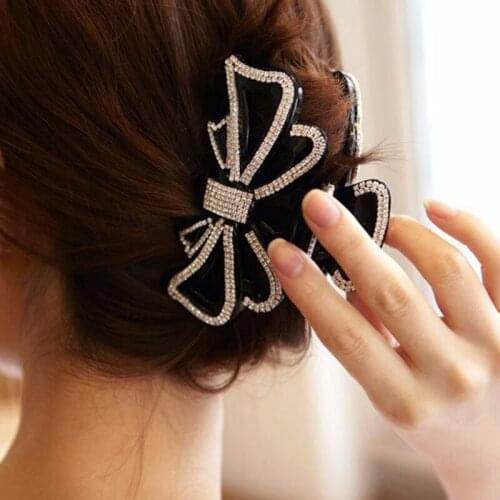 Elegant Fashion Diamante Hair Accessories Big Luxury Clear Crystal And Rhinestone Hair Claw Clip For Charming Women