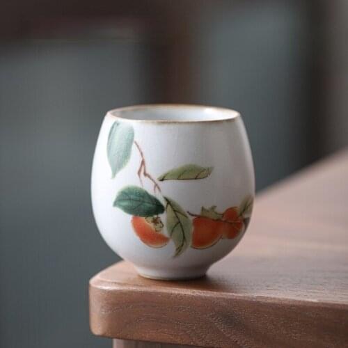 75ml Chinese Retro Style Crackle Ceramic Hand-painted Flower and Bird Pattern Teacup Chinese Porcelain Coffee Cup