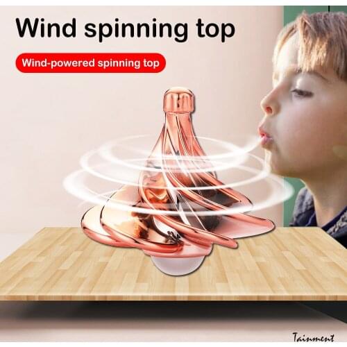 Fancy Spinning Top Toy Decompression Toys Mini Colorful Wind Blowing Gyro Pneumatic Spinning Top for Kids Christmas Gifts
