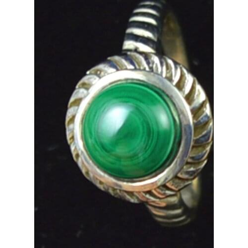 Genuine MALACHITE Ring 925 Sterling Silver Jewelry, USA Size : 7.75 , AR0106