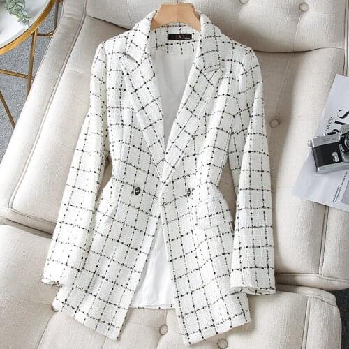Korean autumn sports jacket womens oversized clothing Plaid sports jacket office womens jacket spring oversized clothing