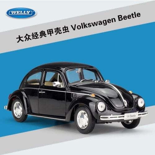 Welly 1:24 Diecast Beetle Blue Black Sport Cars High Simulation Vehicle Alloy Metal Model Car