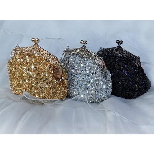 Fashion retro light and versatile casual handmade bead embroidery bag shiny evening bag clutch