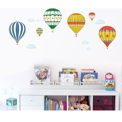 Cartoon multicolor hot air balloon wall stickers bedroom kids rooms decoration art mural stickers nursery wallpaper home decor