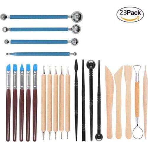 23pcs Clay Sculpting Set Carving Tools Rock Painting Kit Dotting Tools Rubber Tip Pens Ball Stylus Ceramics Clay Sculpting Tools