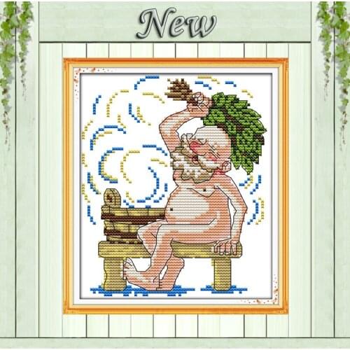 The old man Bathe,counted printed on canvas DMC 11CT 14CT Cross Stitch kit,needlework embroidering for Set,small size Home Decor