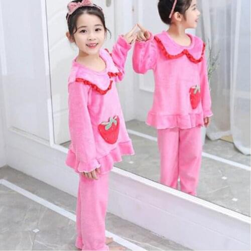 New Coral Fleece Kids Pijamas Sets Homewear Boys Girls Winter Children Pajamas Suits Warm Flannel Sleepwear Loungewear