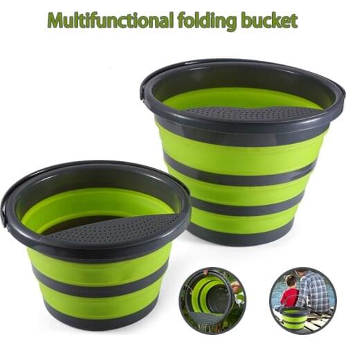 Newly Collapsible Bucket with Drain Board & Handle Multipurpose Folding Washing Up Water Container for Outdoor Camping Hiking