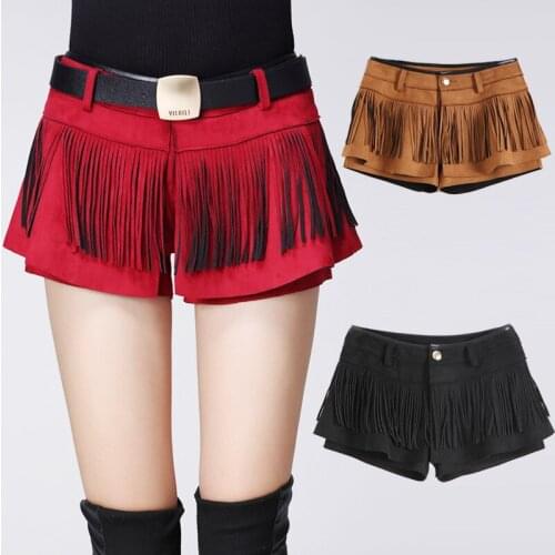 Autumn and winter new shorts boots suede fringed shorts skirts thin fashion