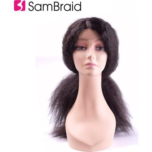Sambraid Hair Synthetic Lace Front Wigs Kinky Curly Medium Black Synthetic Wig for African Hairstyle Women Hair