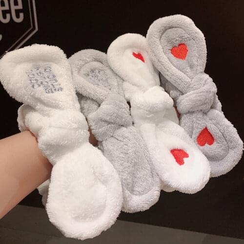 Wash Face Hair Holder Hairbands Soft Warm Coral Fleece Bow Animal Ears Headband for Women Girls Turban Fashion Hair Accessories