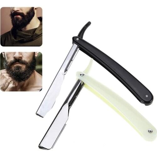 Professional Men Straight Edge Folding Razor with Plastic Handle Classic Vintage Salon Barber Manual Beard Shaver Cutter G99E