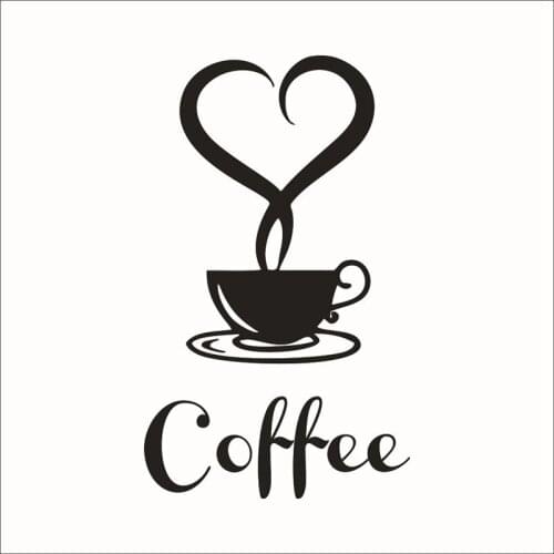 SIZE 20*12 cm COFFEE CUP VINYL TILE STICKERS BLACK KITCHEN