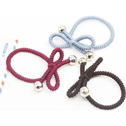 Brown Blue Dark Red Artificial Pearl Elastic Hair Bands Ponytail Holders Headwear Hair Accessories for Women