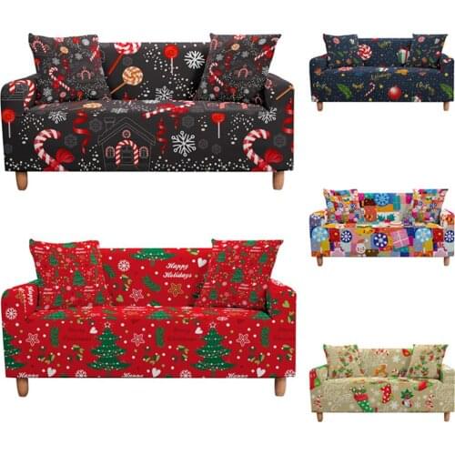 Christmas Xmas Elastic Sofa Cover for Living Room Sectional Corner Stretch Slipcover Couch Cover tramo funda de sofá mariposa