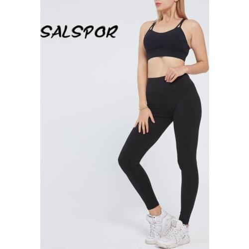 SALSPOR Seamless Sport Leggings Women Push Up High Waist Workout Pants Gym Femme Clothes Elasticity Solid Black Legging