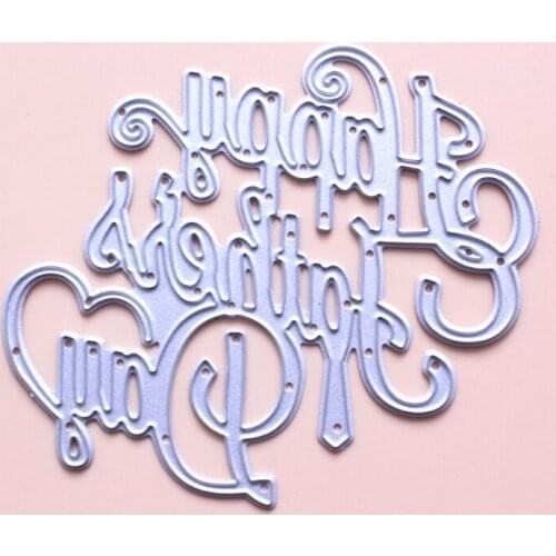 Happy Fathers Day Metal Cutting Dies Stencil Scrapbooking DIY Album Stamp Paper Card Mold Embossing Decoration Craft X6HD