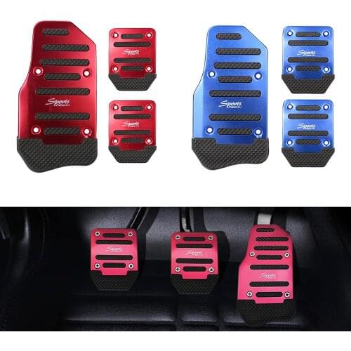 Universal Aluminum Non-Slip Pedals For Manual Transmission 3pcs Car Pedal Cover Brake Pad Set Kit Pedali Red/Blue Car-styling