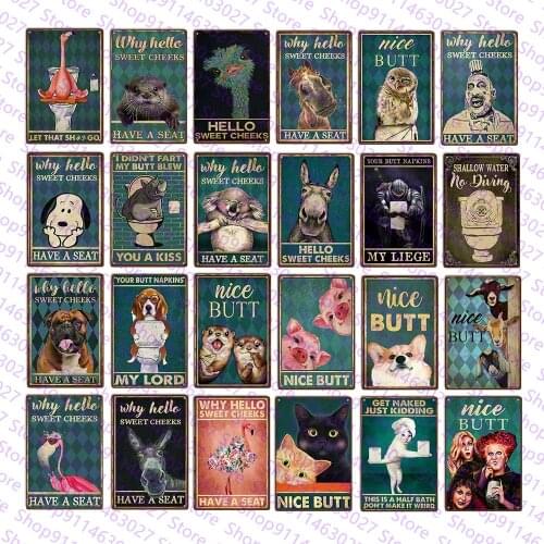 Bathroom Sign Have a Seat Why Hello Metal Sign Retro Tin Sign for Bathroom Family Bar Door Wall Decor Shabby Chic Home Decor