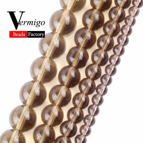 High Quality Round Smoky Quartzs Glass Beads Czech Crystal Spacer Loose Beads For Jewelry Making Diy Bracelet 15" Strands Perles