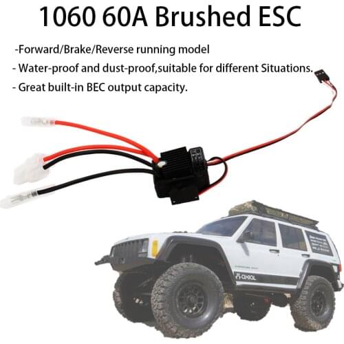 WP1060 Brushed ESC 60A 2-3S LiPo Waterproof Electric Speed Controller for RC 1/10th Touring Cars Buggies Trucks Rock Crawlers