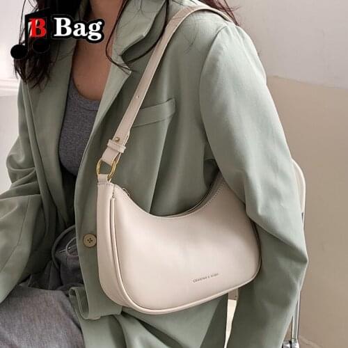 Women Advanced sense Handbag PU Leather one Shoulder Underarm Bag Female Solid Color baguette bag Retro Fashion Handbag