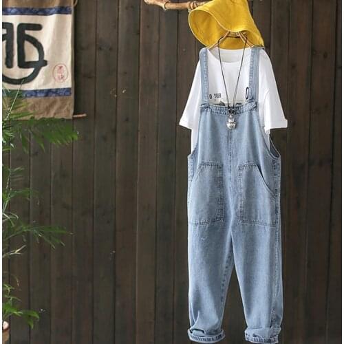 Jumpsuit 2019 Women Dungarees Online Chinese Store Pocket Hippie Harem Pants Harajuku Streetwear Baggy Causal Pants TA1582
