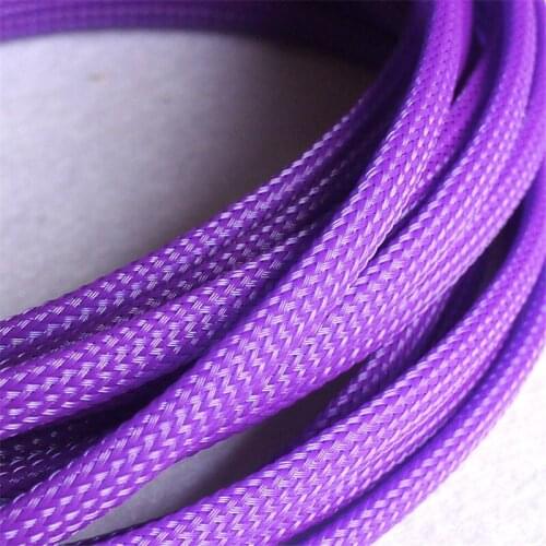 1/10/100 Meters Purple - High quality 6mm Braid PET Expandable Sleeving High Density Sheathing Plaited Cable Sleeves