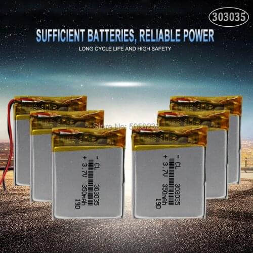 10pc 3.7V 350mAh 303035 Lithium Polymer Li-Po Battery For GPS MP4 Camera Power Bank Tablet Electric Toys PAD DVD Lipo cells