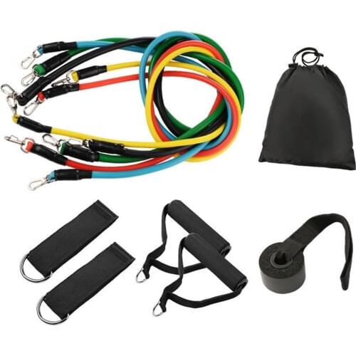 11pcs Fitness Muscle Strength Training Pull Rope Elastic Resistance Bands Pull Rope Set Fitness Sports Equipment