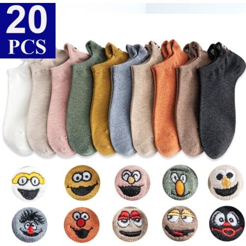 20 Pcs=10Pairs Cotton Socks Women Kawaii Woman Socks Funny Socks Skateboard Kobieta Skarpety Women Socks Harajuku Cute Socks
