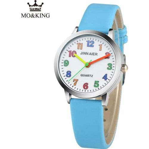2020 3d Rainbow Digital Quartz Clock Girl Boy Leather Clock Fashion Cartoon Red Child Christmas Gift Clock Sports Watch Relogio