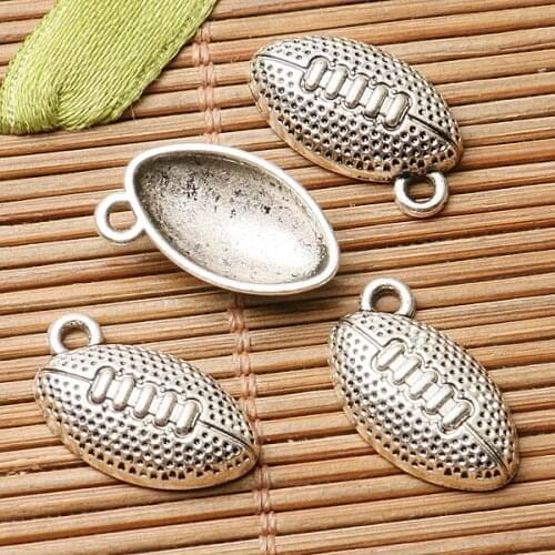 30pcs dark silver color American football design charms EF2853